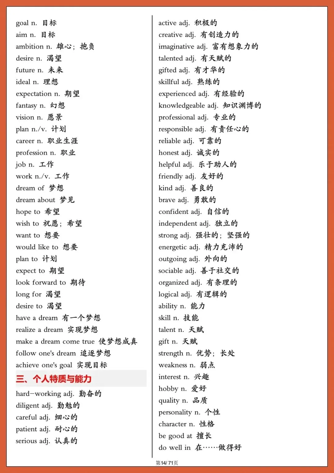 2026年中考英语写作核心高频词汇,电子版可打印 第11张