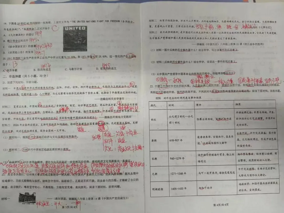 李会艳|郑实验一模历史试卷分析 第2张