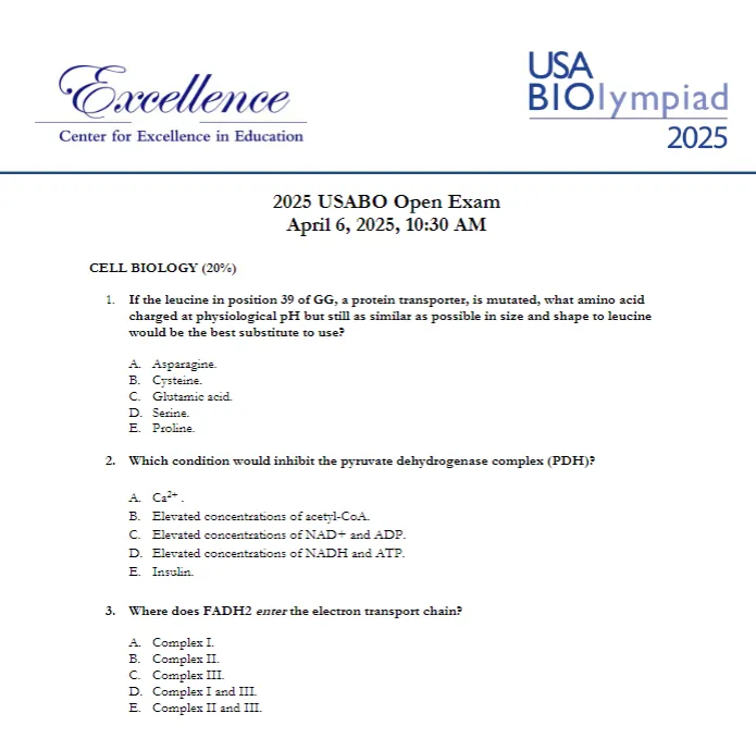 2003-2026年USABO历年真题答案解析,拿走直接刷! 第7张