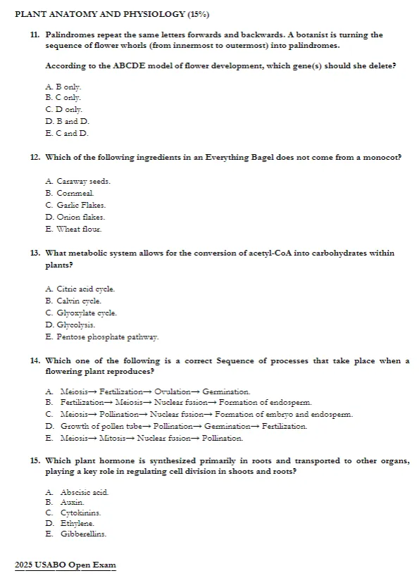 2003-2026年USABO历年真题答案解析,拿走直接刷! 第11张