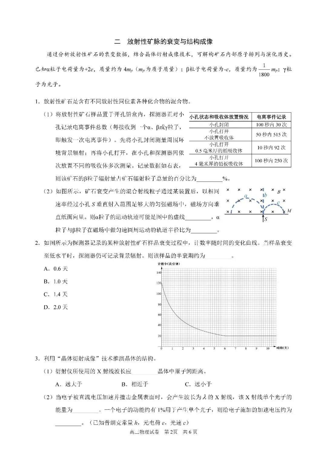 2026届上海市黄浦区高三二模物理试卷(含答案) 第2张