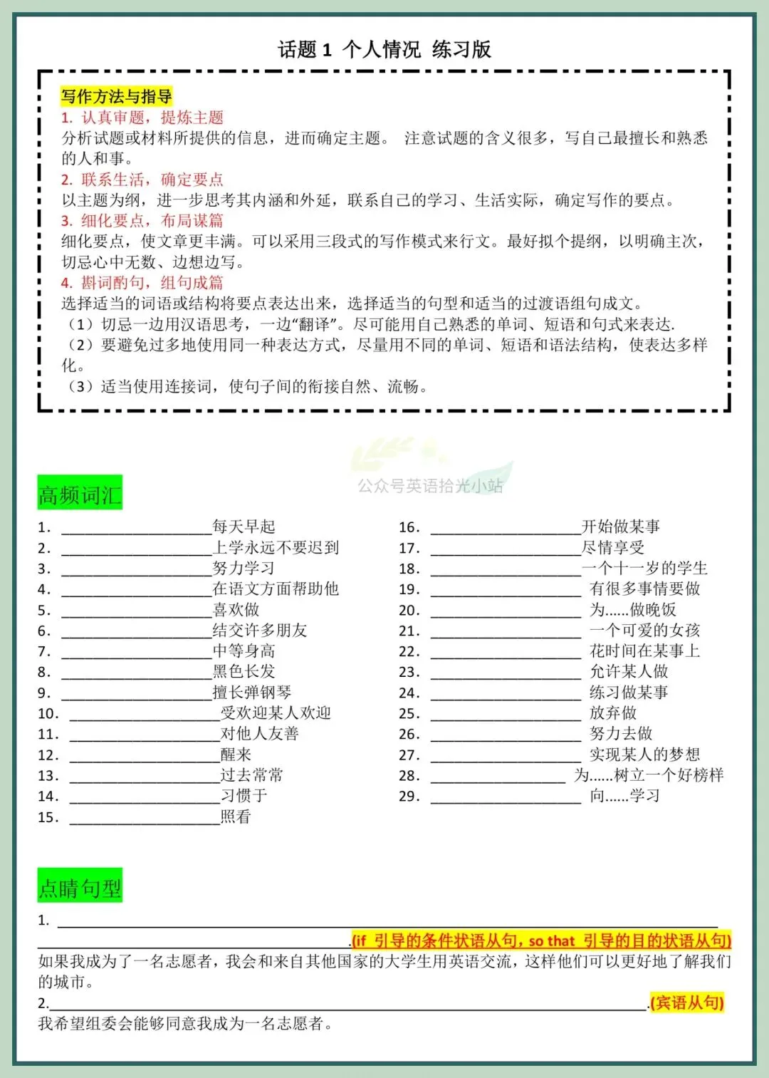 2026年中考英语写作18大热点话题分类汇编(含写作指导+高频词汇+经典范文)、电子版可下载打印 第3张