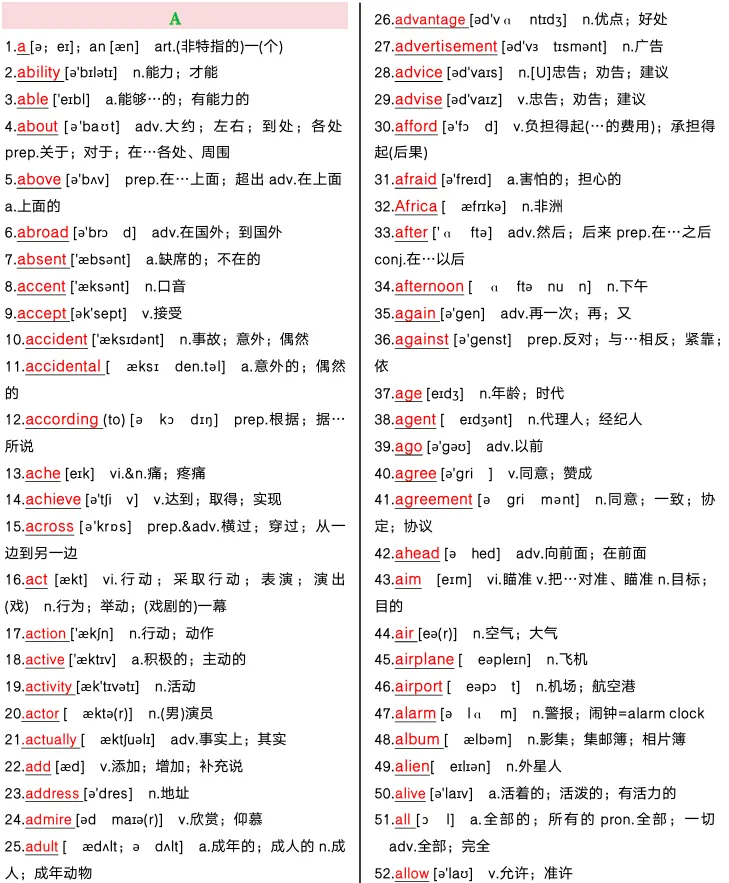 2025新课标中考英语词汇 必考! 第1张