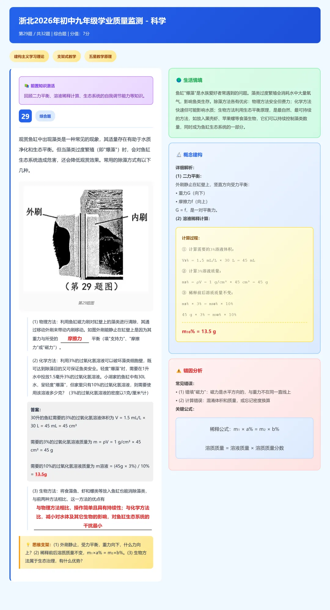浙北2026年九年级中考一模科学试卷分析 第43张