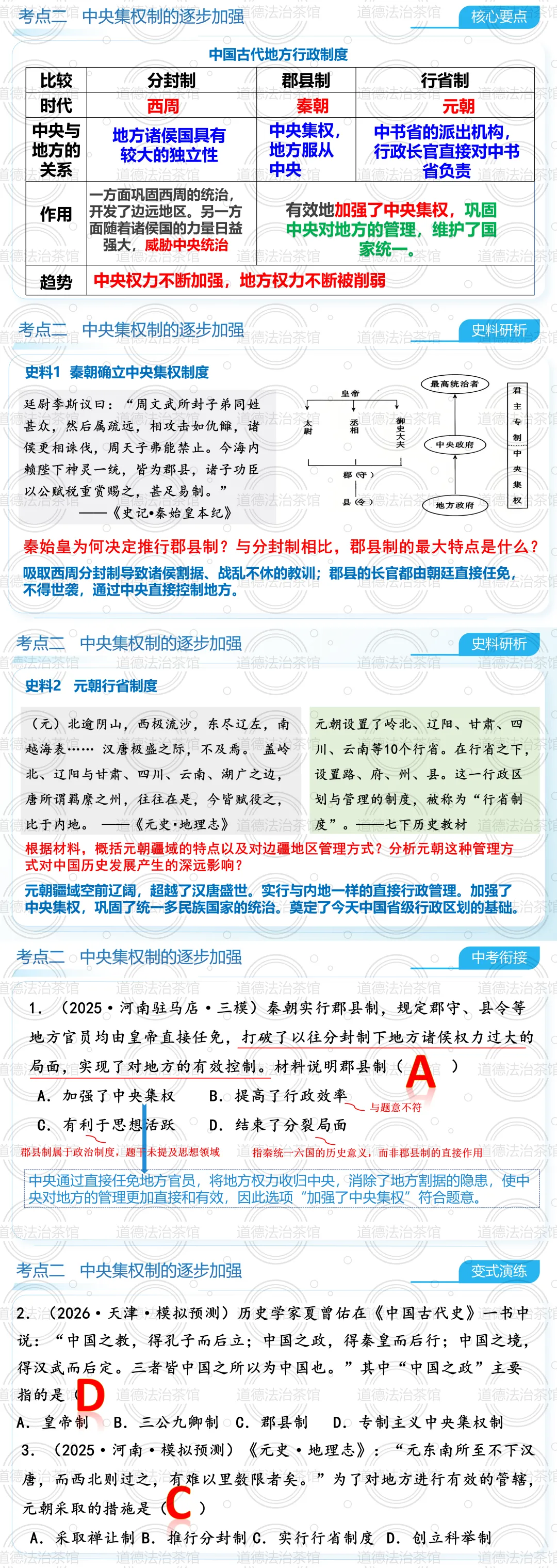 2026中考历史热点专题复习|从分封到军机处:一堂课讲透中国古代政治制度演变,复习+公开课双优之选 第6张