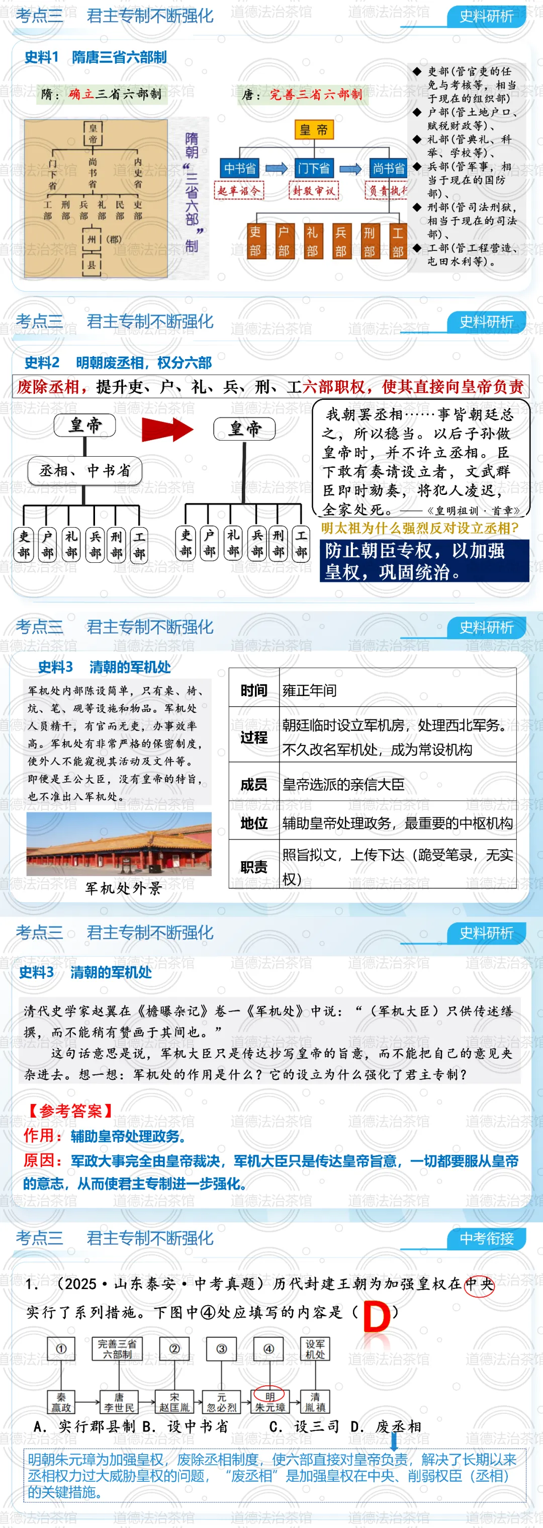 2026中考历史热点专题复习|从分封到军机处:一堂课讲透中国古代政治制度演变,复习+公开课双优之选 第8张