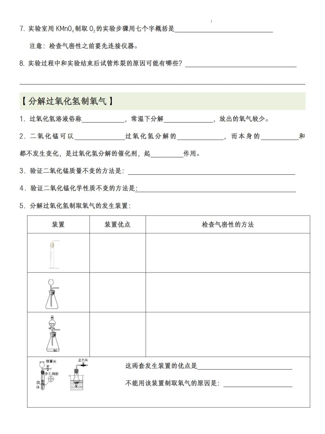 26年中考化学全册1-12单元22个必考实验大全(背诵+默写) 第3张
