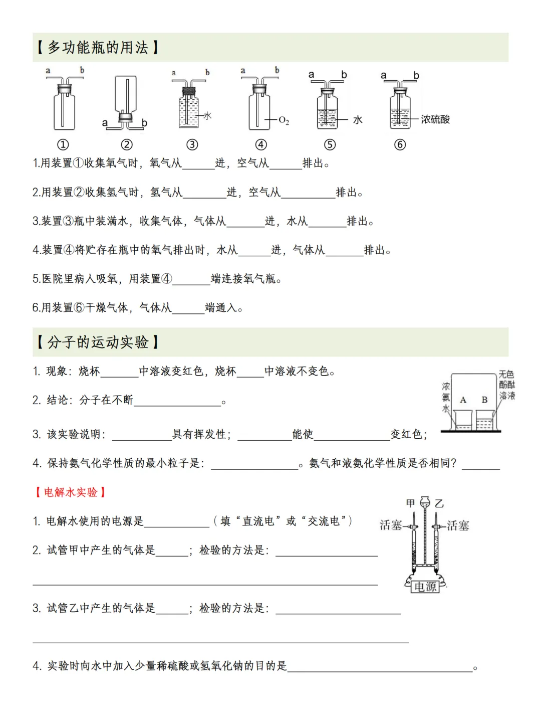 26年中考化学全册1-12单元22个必考实验大全(背诵+默写) 第4张