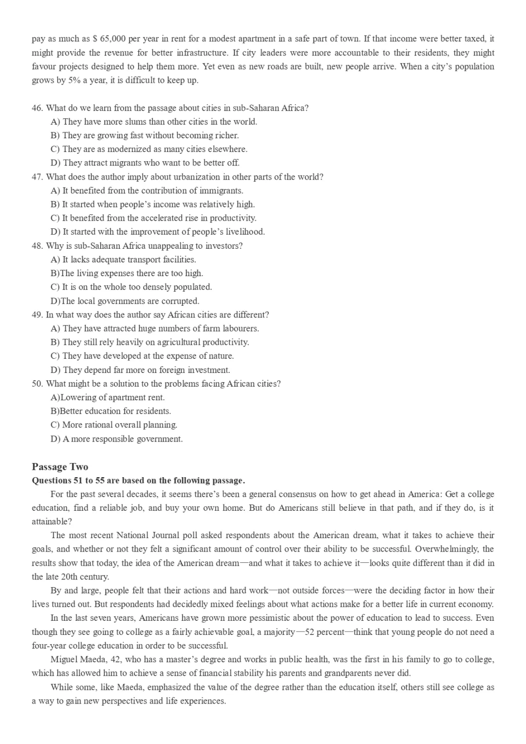 2017到2025年英语四级真题完整版可打印 第35张