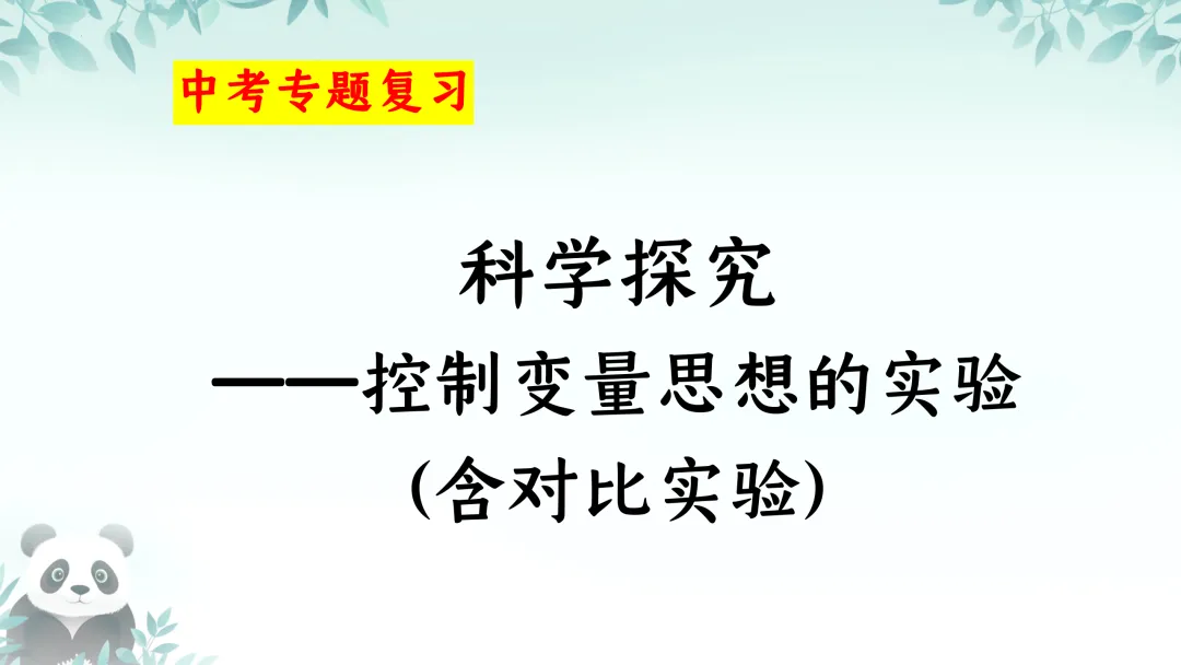 F845二轮中考专题复习 决胜中考2026 优质课资源包 初中化学《专题复习-科学探究-控制变量思想的实验(含对比实验)》课件PPT+教学设计Word 第2张