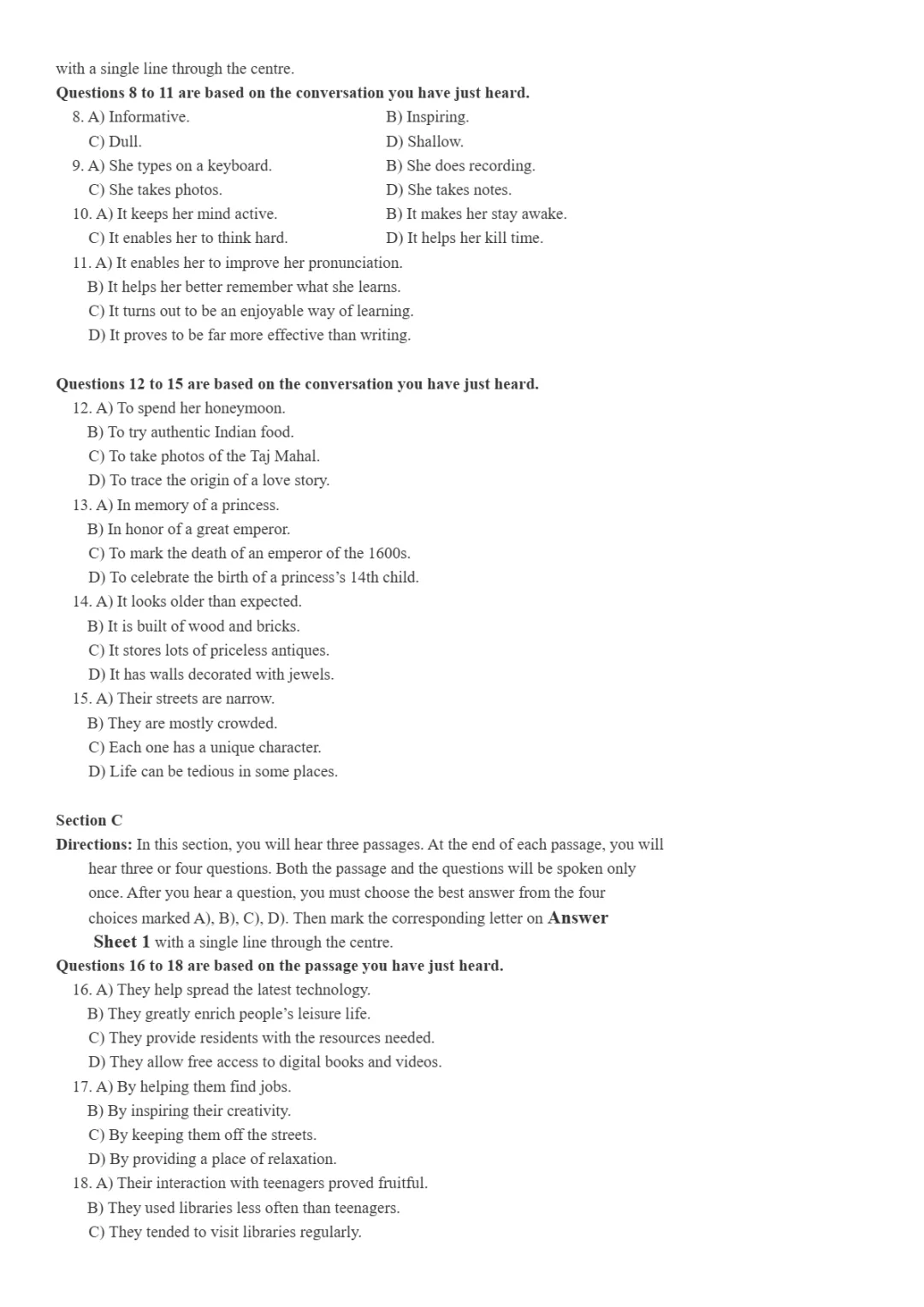 2017到2025年英语四级真题完整版可打印 第74张