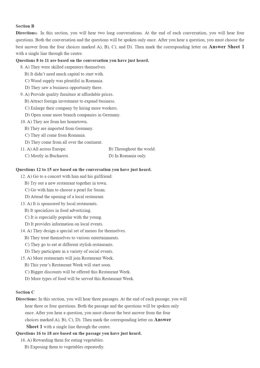 2017到2025年英语四级真题完整版可打印 第82张