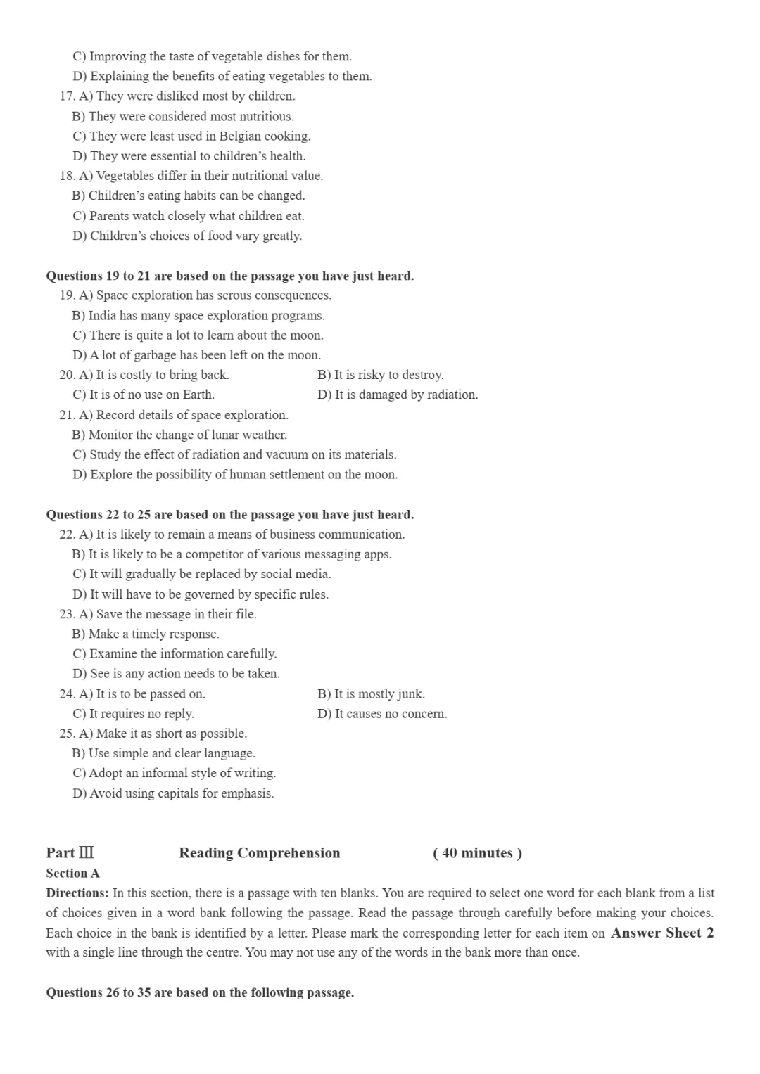 2017到2025年英语四级真题完整版可打印 第83张