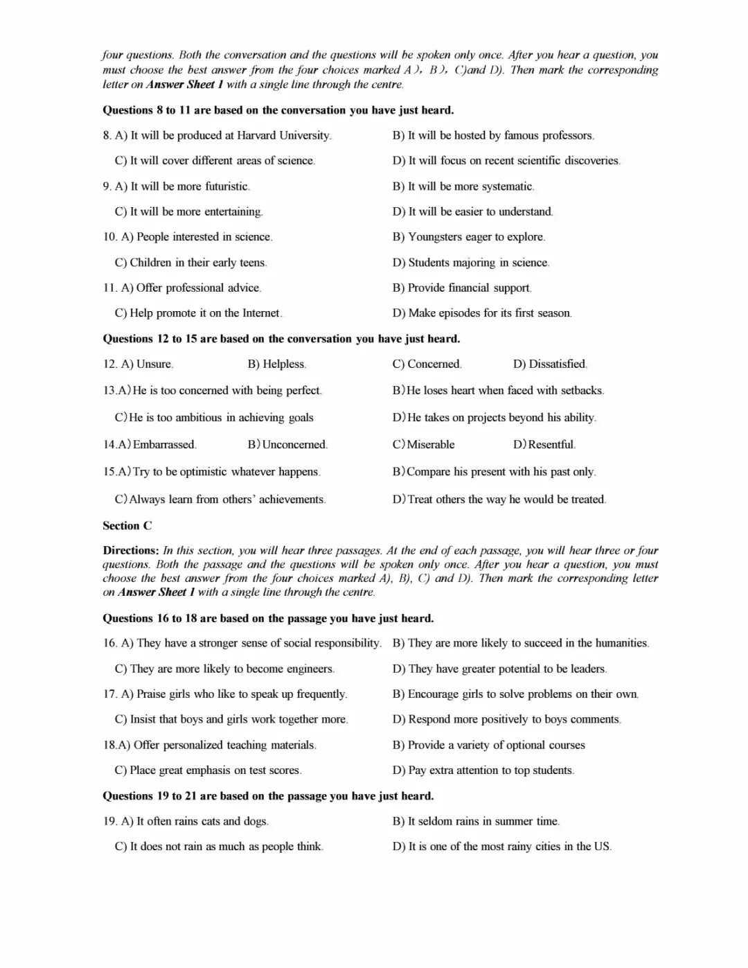 2017到2025年英语四级真题完整版可打印 第120张