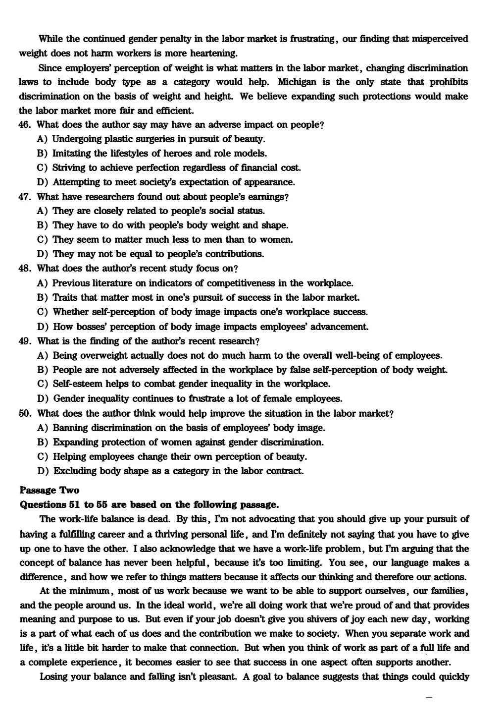2017到2025年英语四级真题完整版可打印 第156张