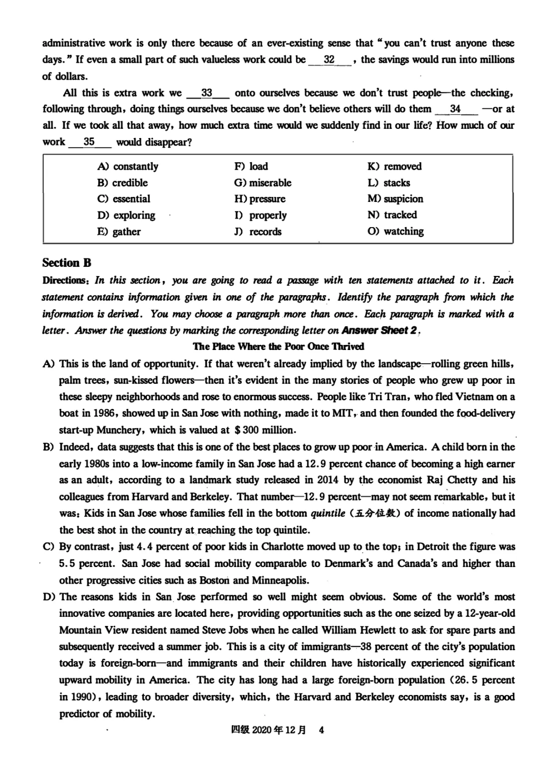 2017到2025年英语四级真题完整版可打印 第171张