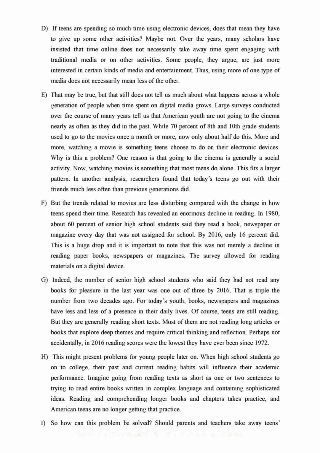 2017到2025年英语四级真题完整版可打印 第234张