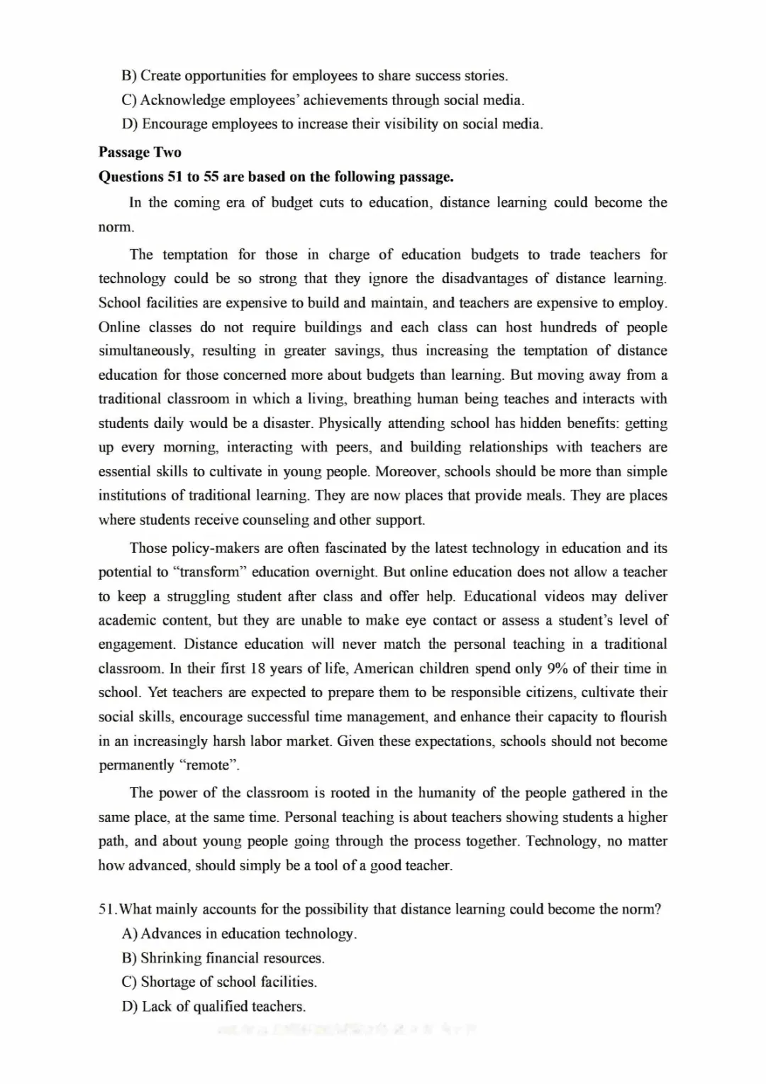 2017到2025年英语四级真题完整版可打印 第255张