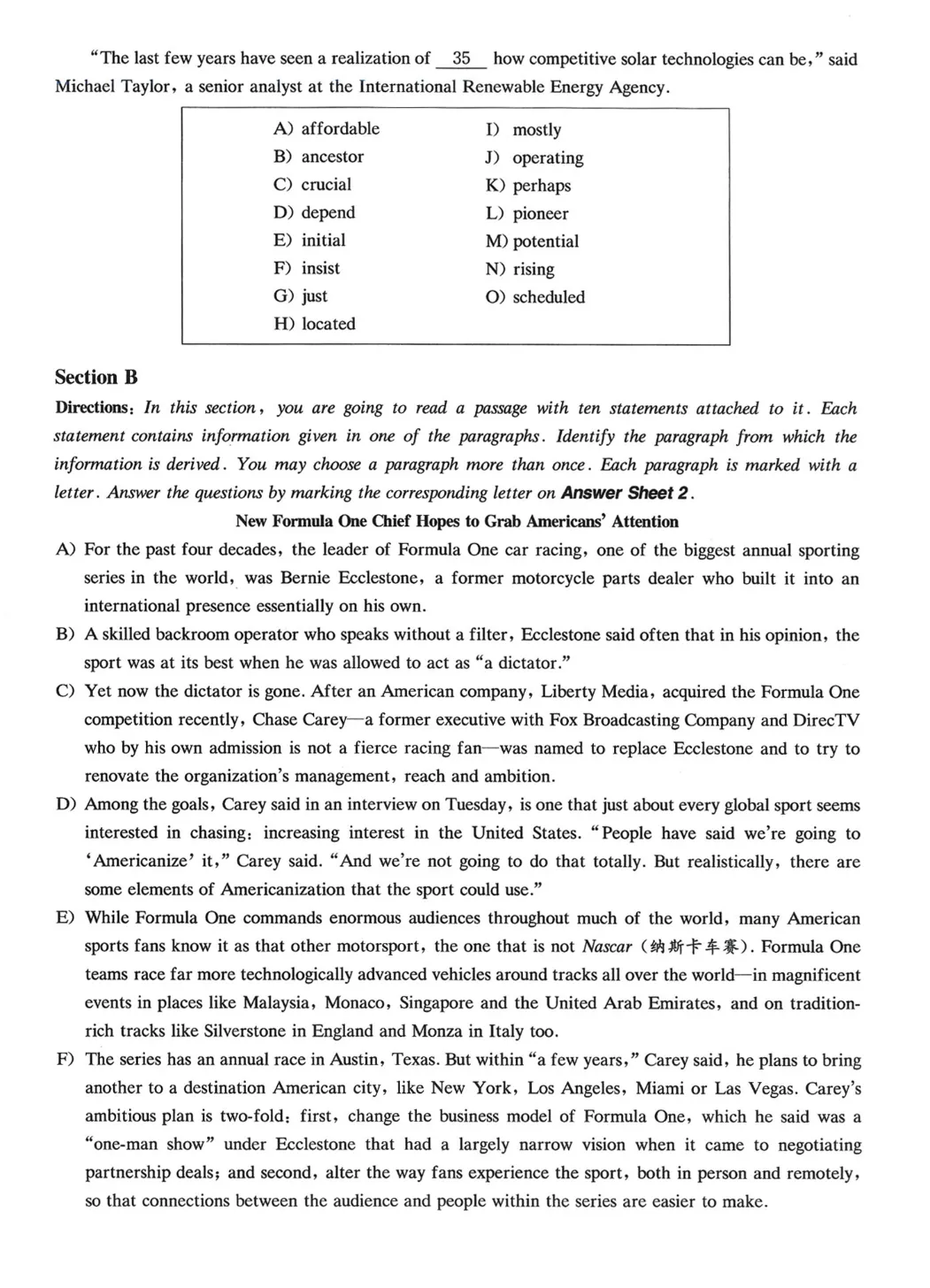 2017到2025年英语四级真题完整版可打印 第319张