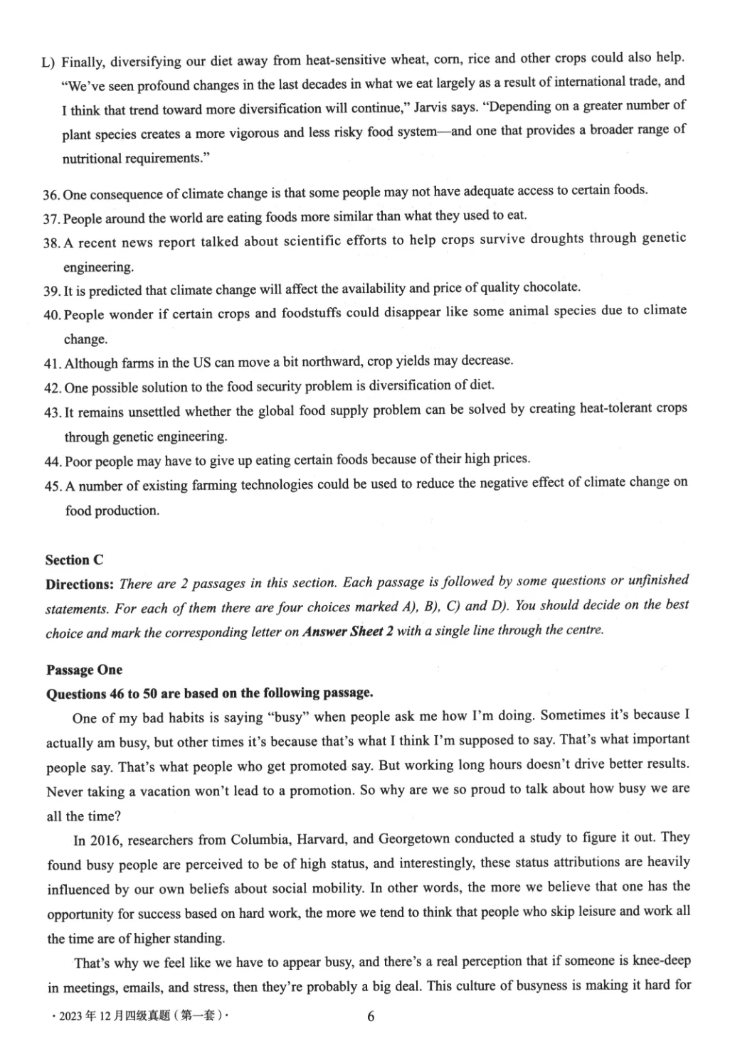 2017到2025年英语四级真题完整版可打印 第335张