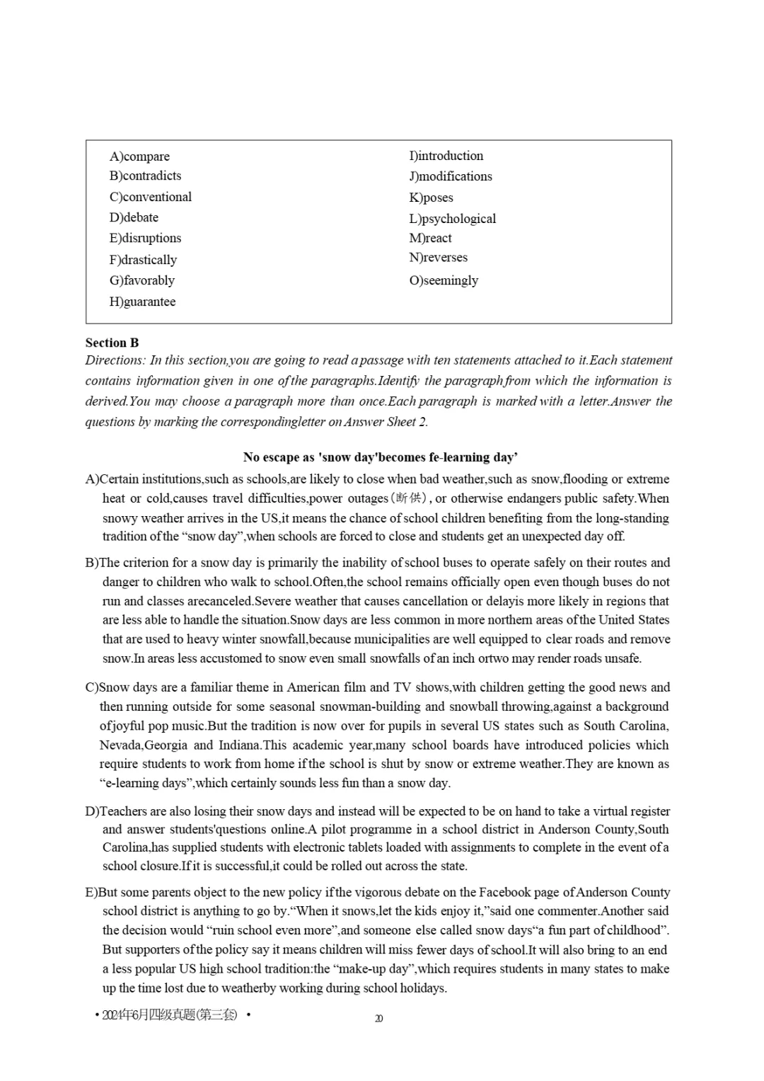 2017到2025年英语四级真题完整版可打印 第373张