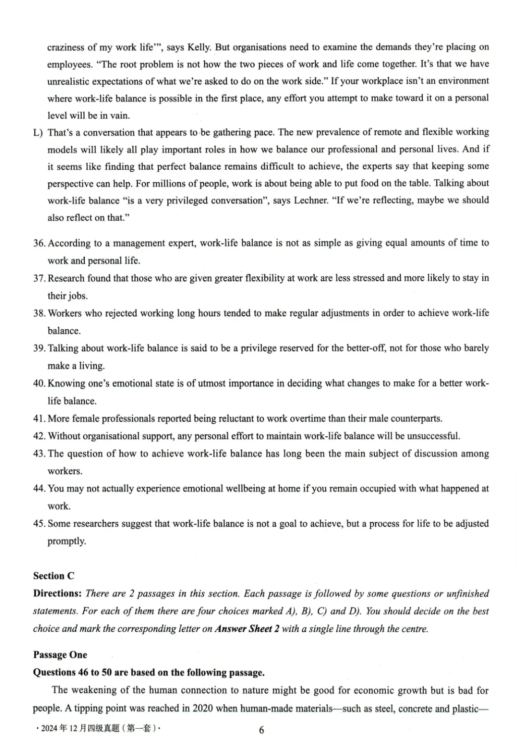 2017到2025年英语四级真题完整版可打印 第383张