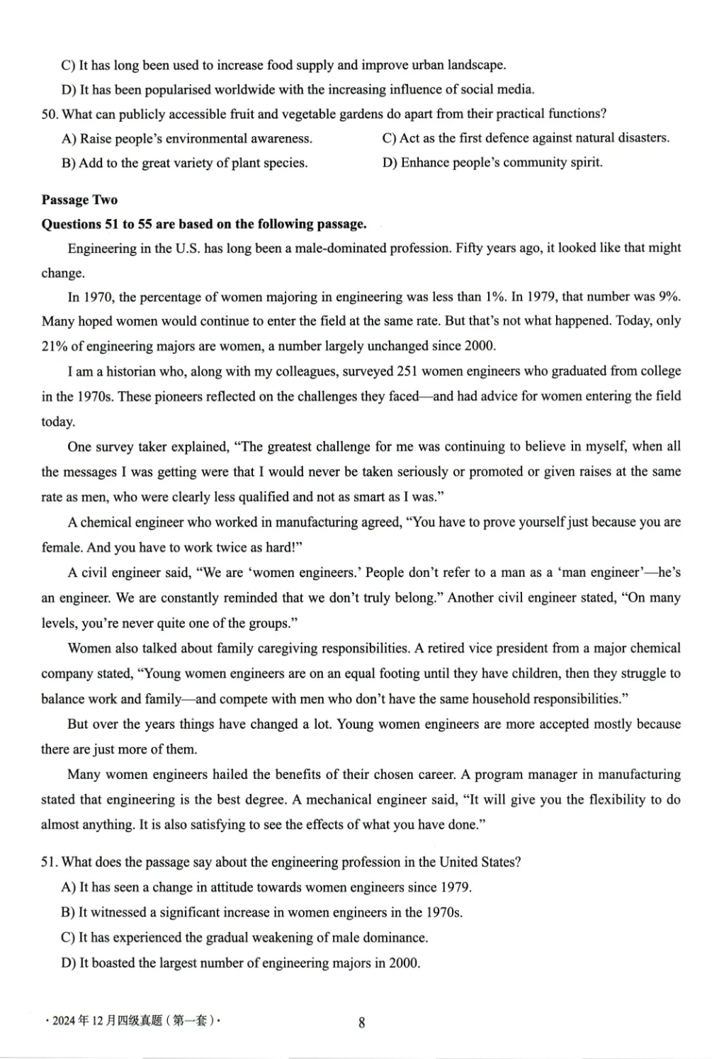 2017到2025年英语四级真题完整版可打印 第385张