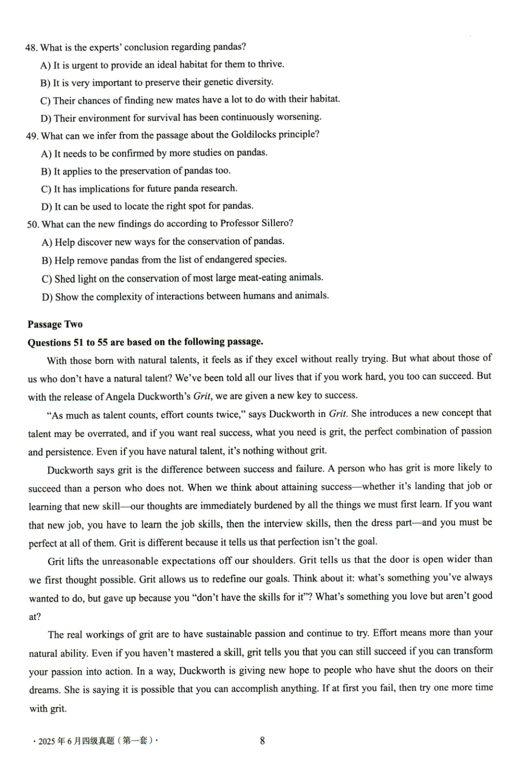 2017到2025年英语四级真题完整版可打印 第409张