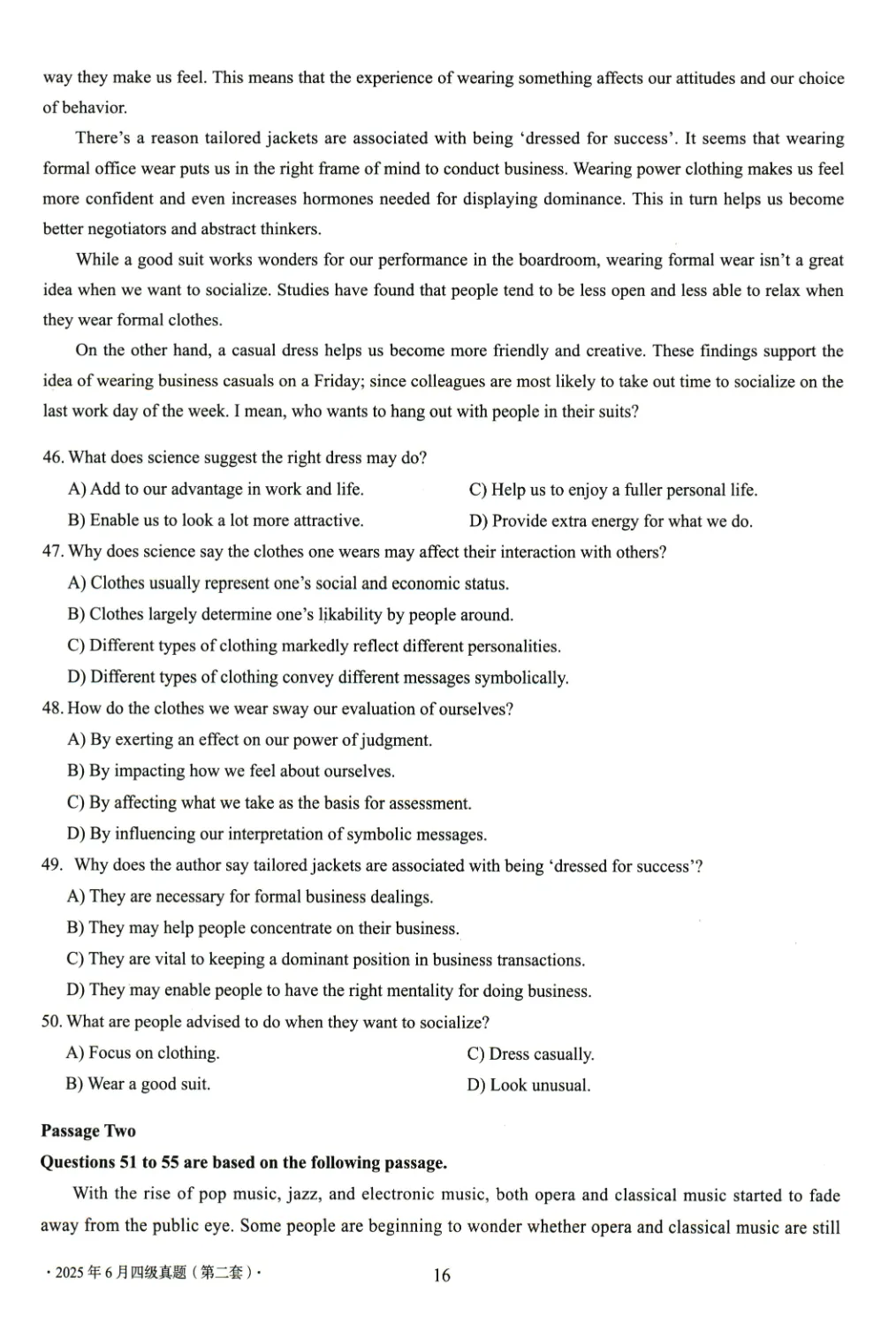 2017到2025年英语四级真题完整版可打印 第417张