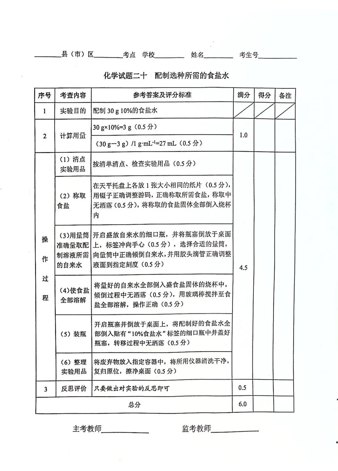 中考实验 | 2026年河北省石家庄中考物理、化学实操视频+评分标准+实验报告 第20张