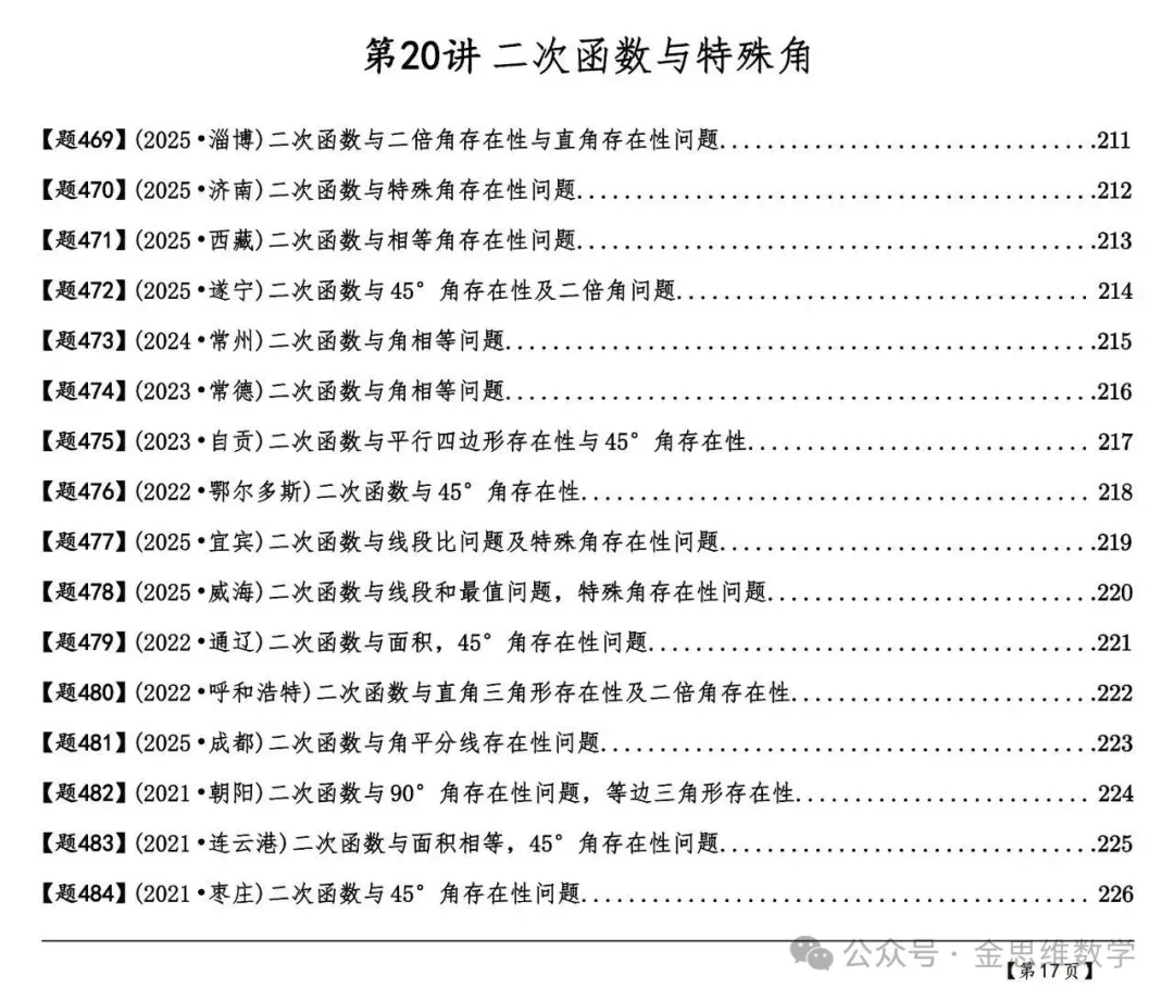 中考数学二次函数与特殊角22类问题 第1张
