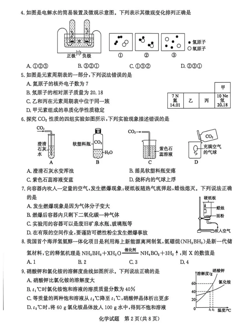 2026年4月13号滕州市中考一模化学试卷 第2张