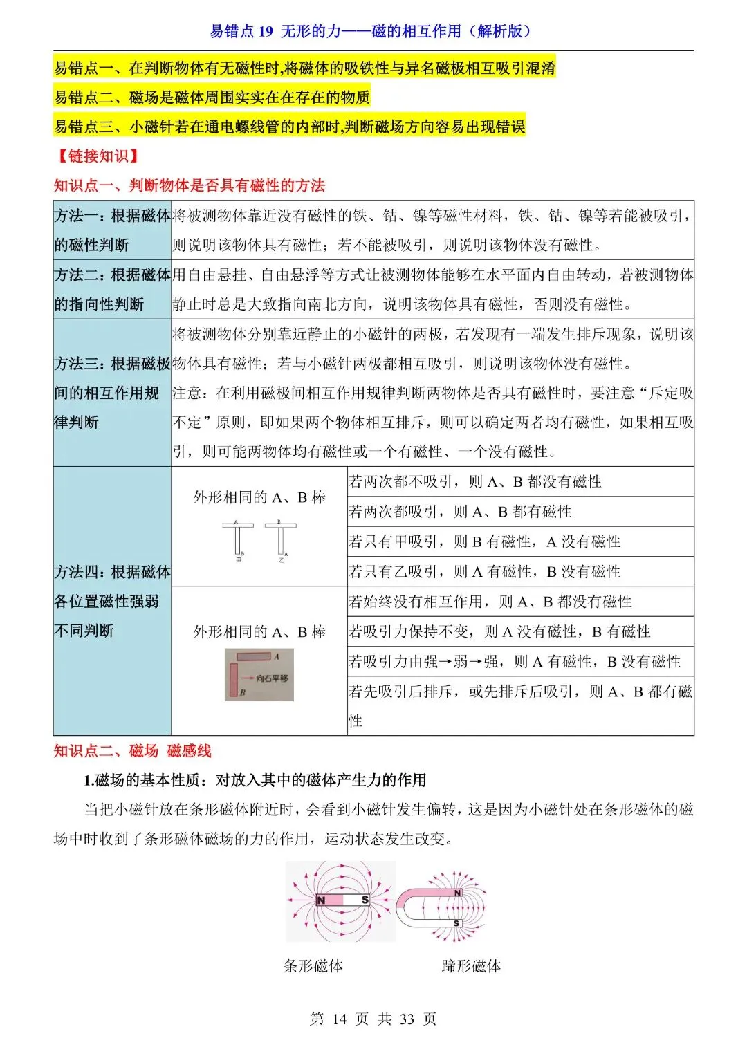 中考物理易错点,无形的力——磁的相互作用,完整电子版可打印 第16张
