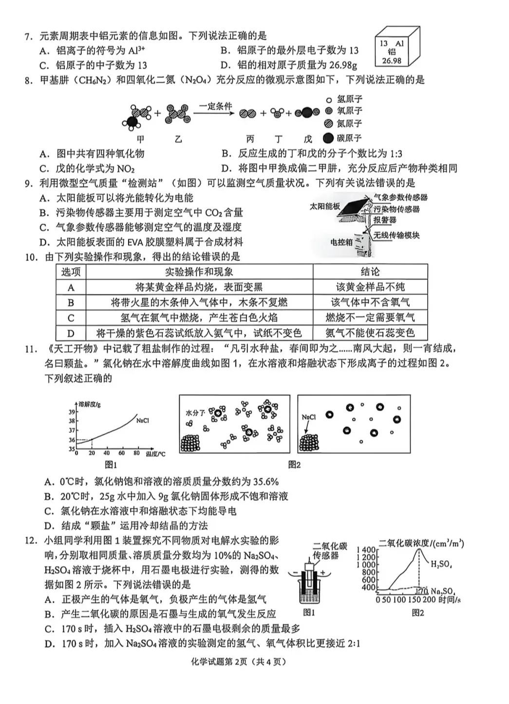 2026九年级中考物理、化学模拟试卷各两套(含答案解析) 第18张