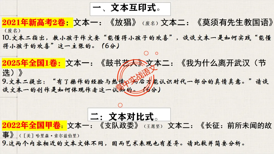 【2026第二次八省联考+真题】文学类文本【双文本阅读】【考情分析+策略分析+示范+实战演练】 第60张