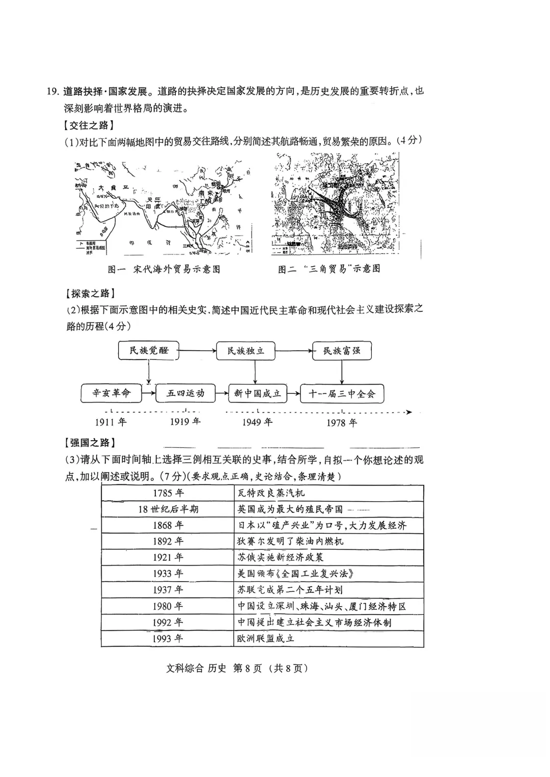 2026中考适应性考前训练(历史) 第8张