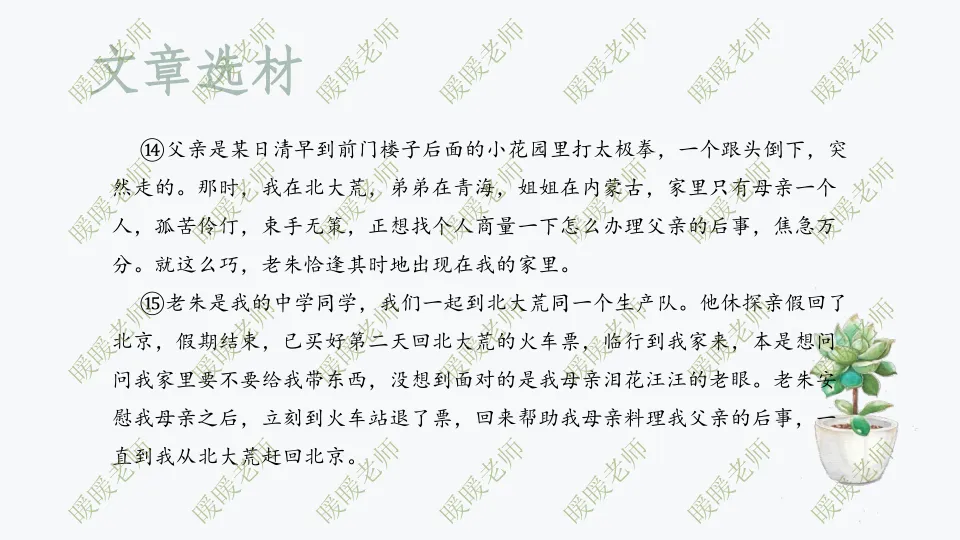 中考复习——记叙文题型与技巧-赏析类(文章选材) 课件41页 第12张