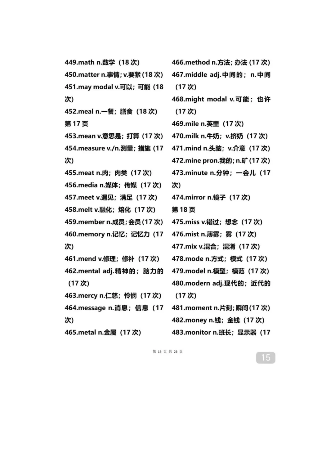 中考英语 “常客”:600多个单词出现超 14 次 第19张