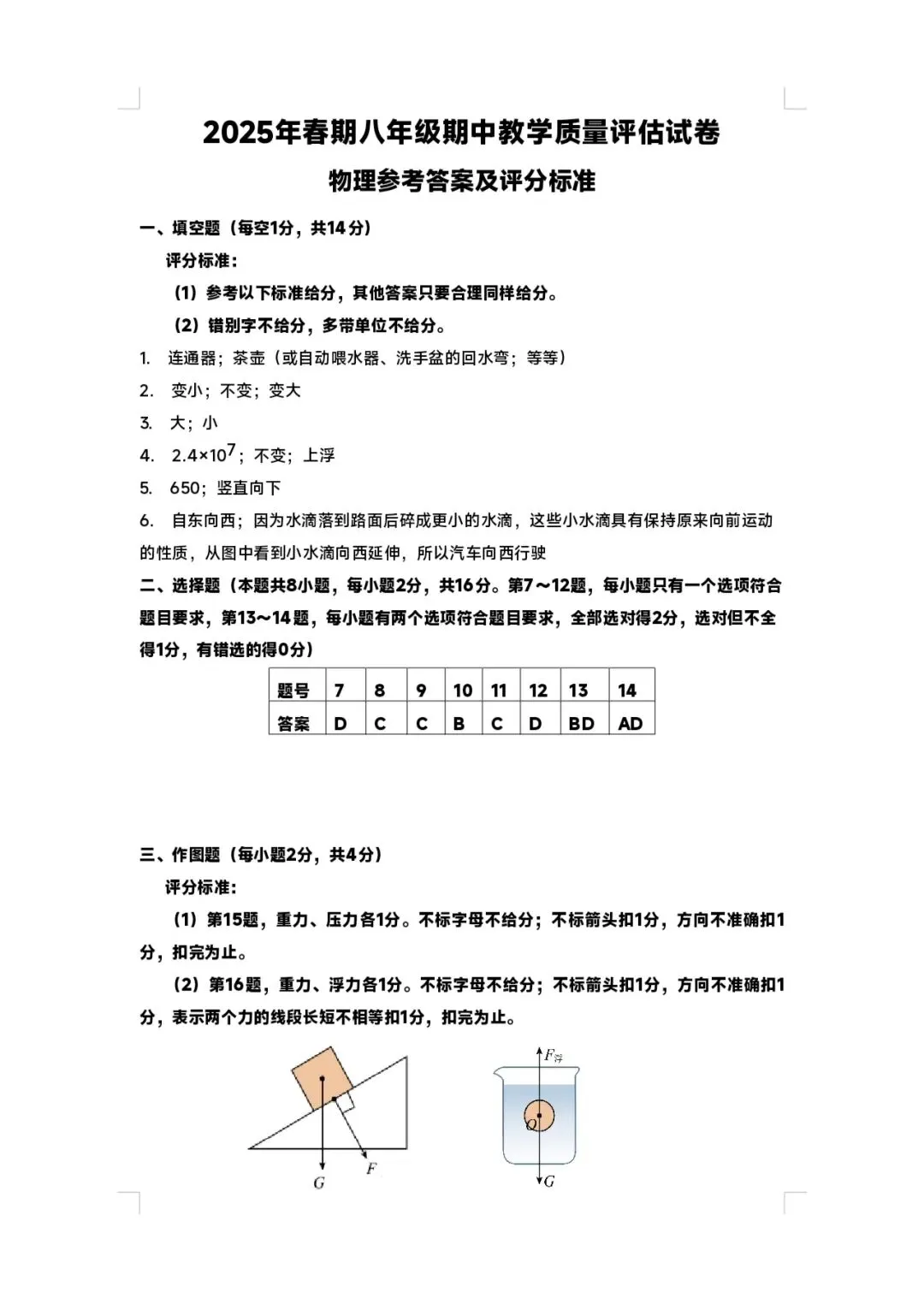 2025春八年级物理期中试卷(社旗县)附答案 第7张