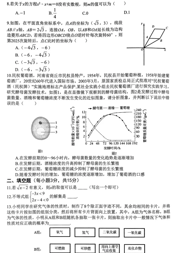 2025年河南省普通高中招生考试模拟(二模)数学 第3张