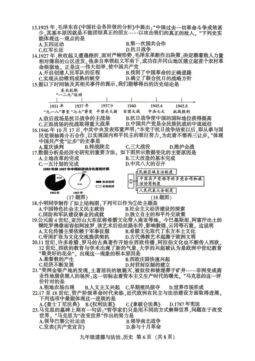 德惠市一模 【中考综合】 历史试卷+答案2026.4 第2张