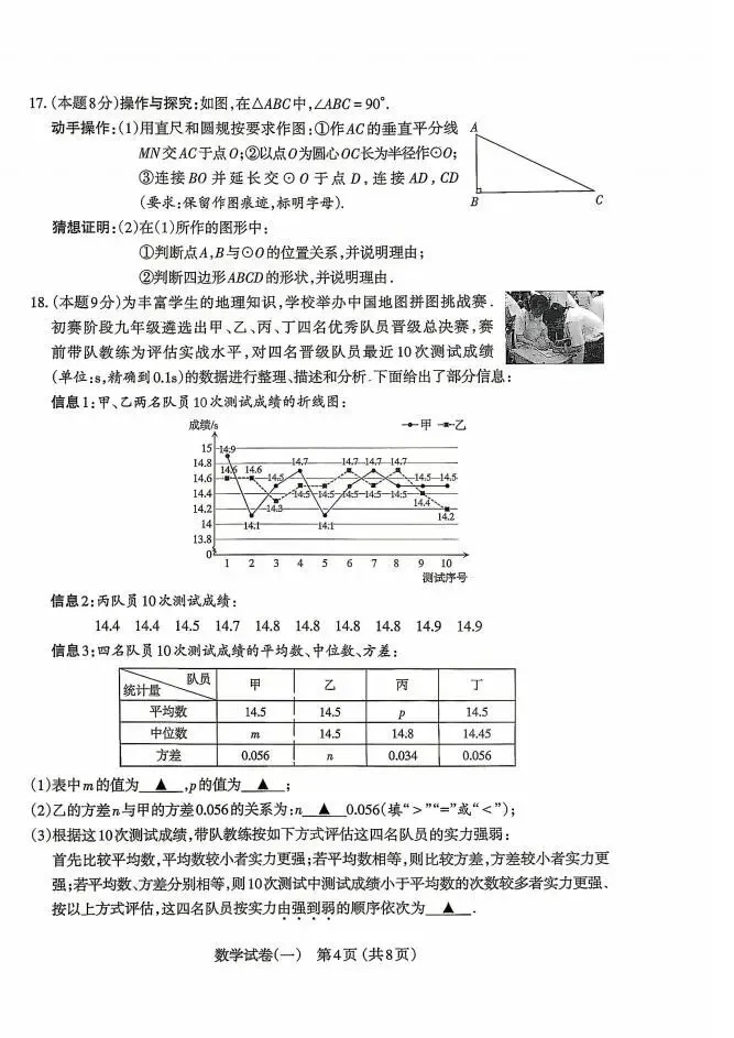 太原市2026年初中学业水平模拟考试一【数学 】 第5张