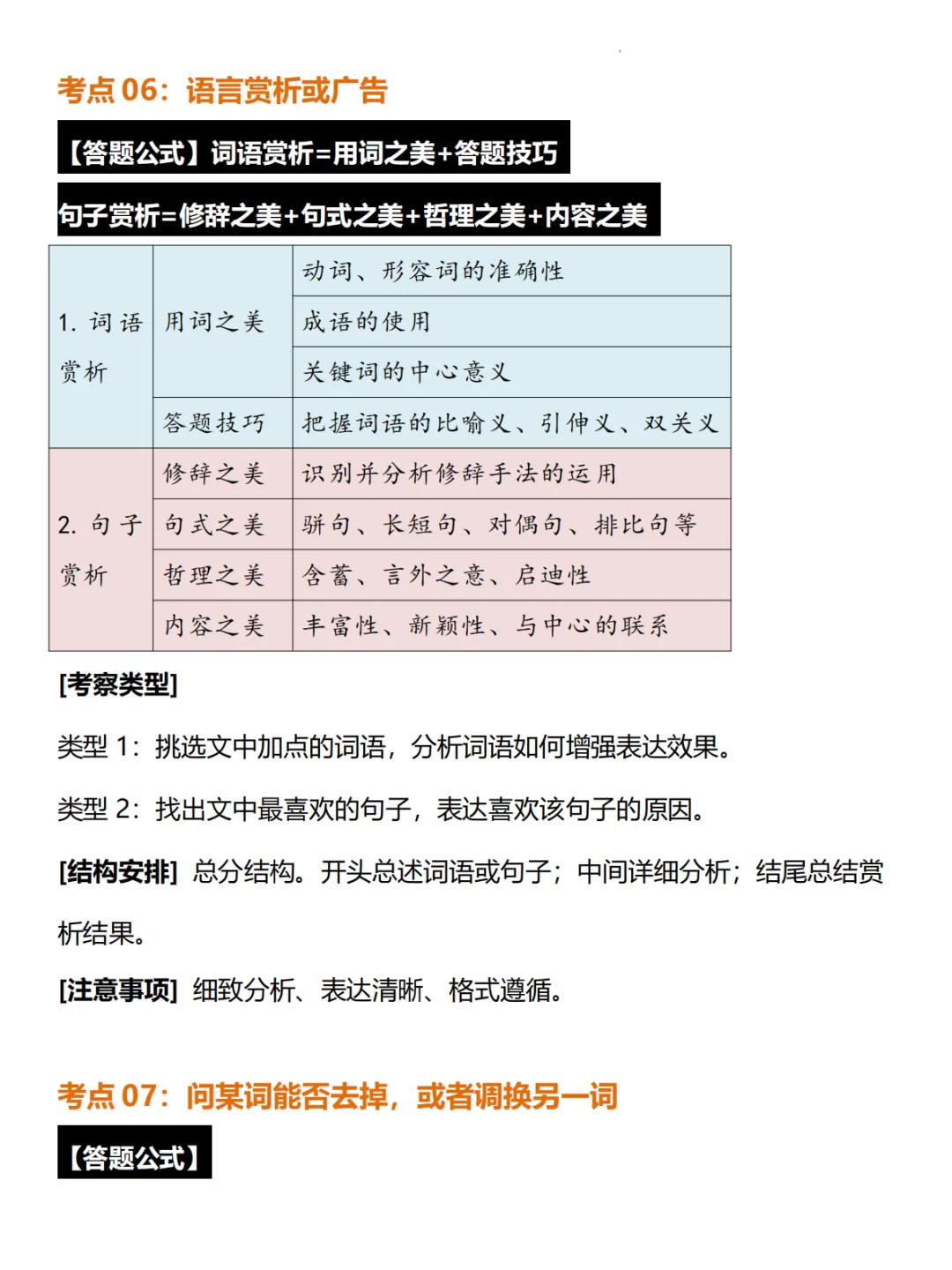 中考语文阅读理解满分答题公式 第5张