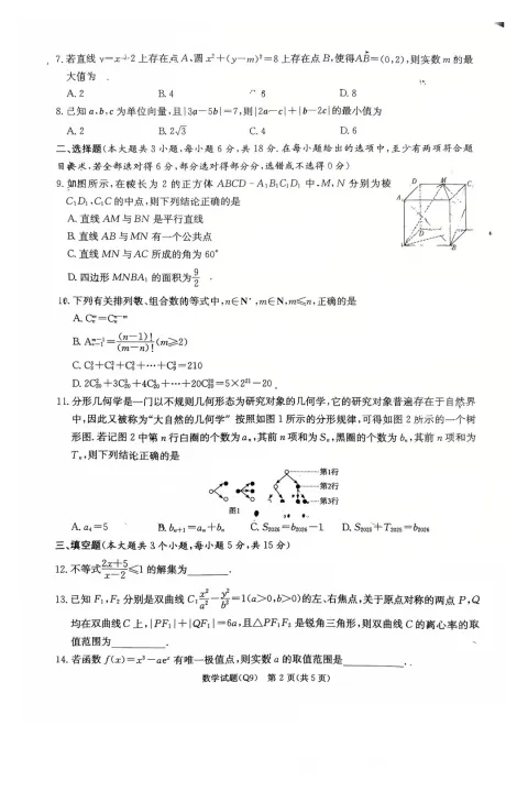 长沙市一中2026届高三月考试卷九答案 第2张