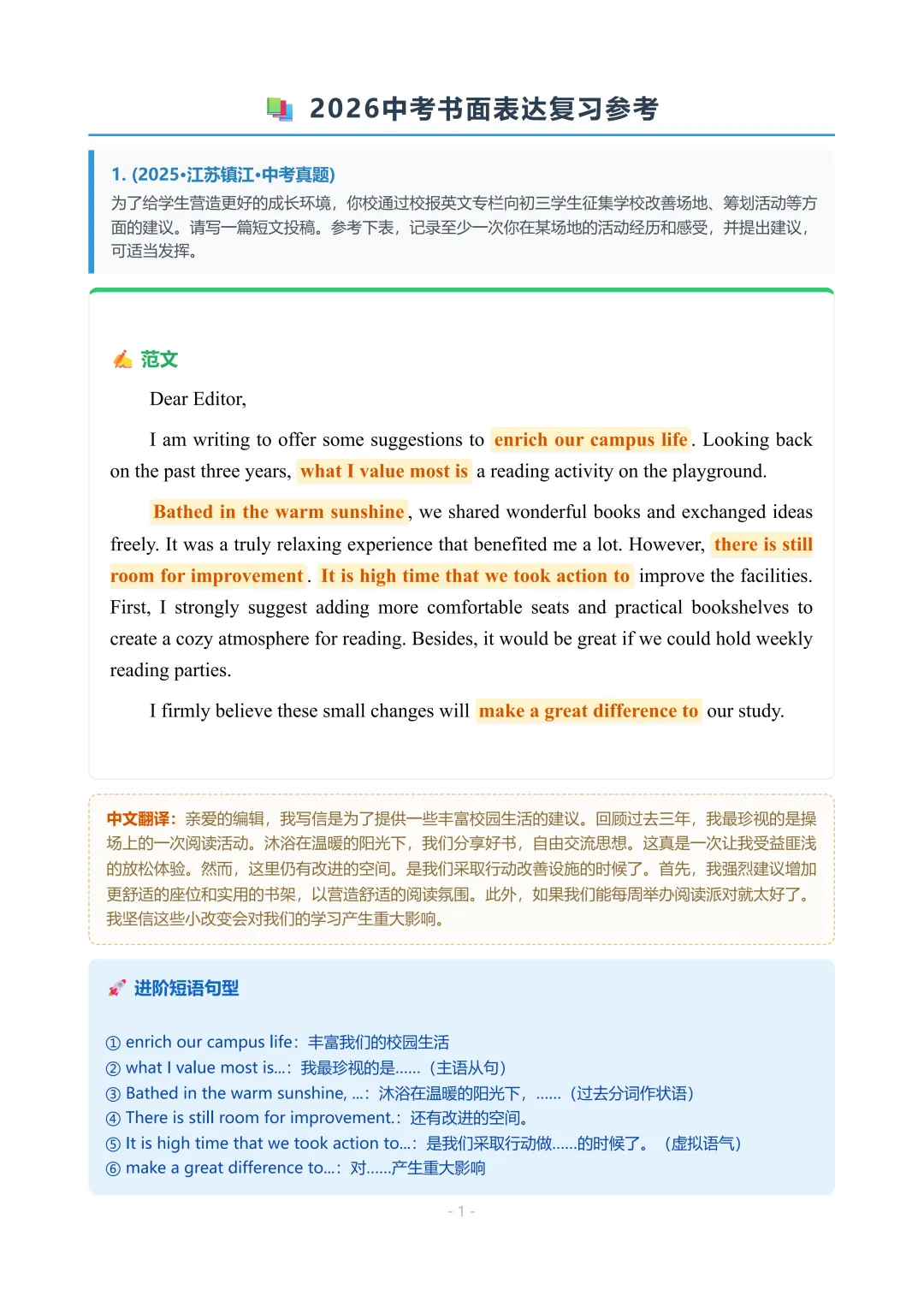 2026 江苏中考英语书面表达 第7张