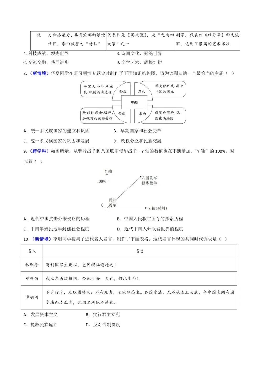 2026 历史中考第一次模拟考试测试卷(附答案解析),电子版可打印! 第5张