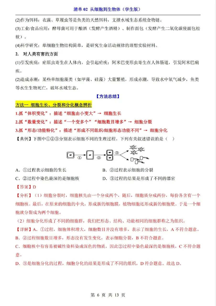 中考生物专题分享-02从细胞到生物体 第6张