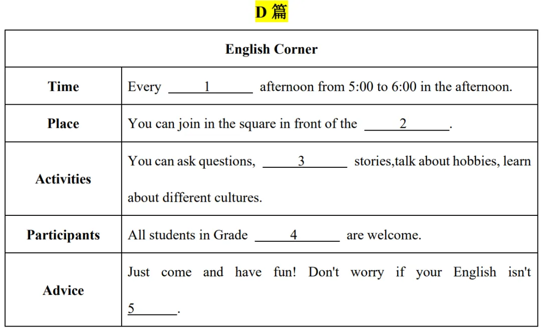 中考英语真题集锦——听短文填空专练 第7张