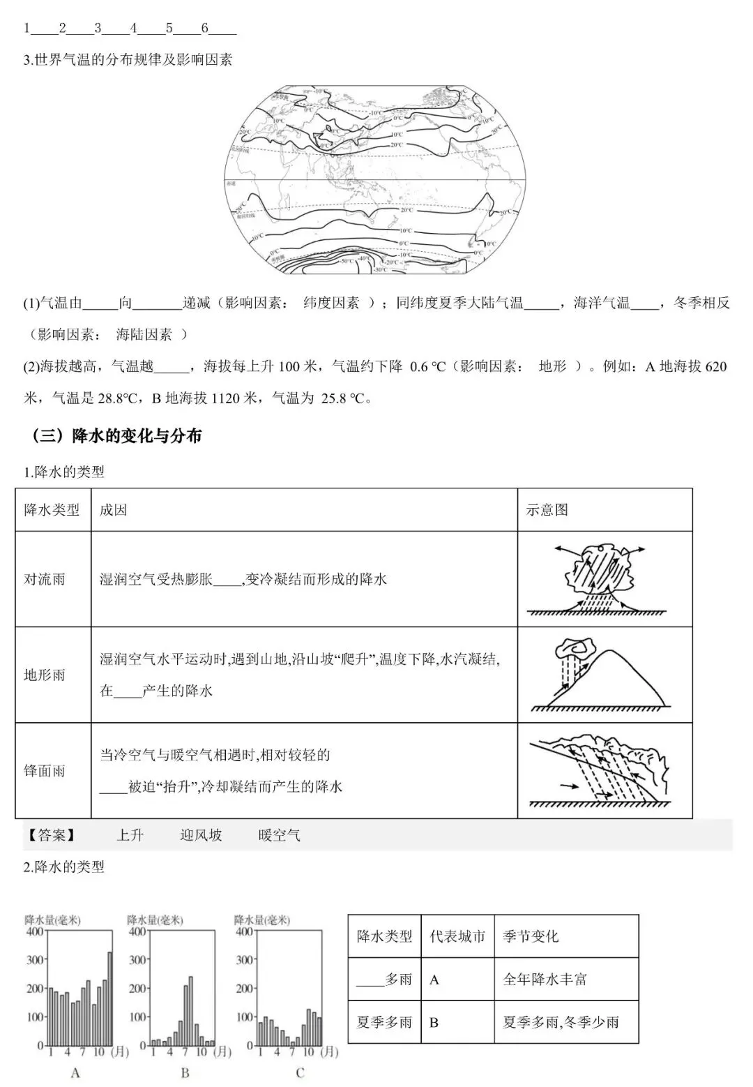 2026年中考地理填图速记:天气与气候(可下载) 第4张
