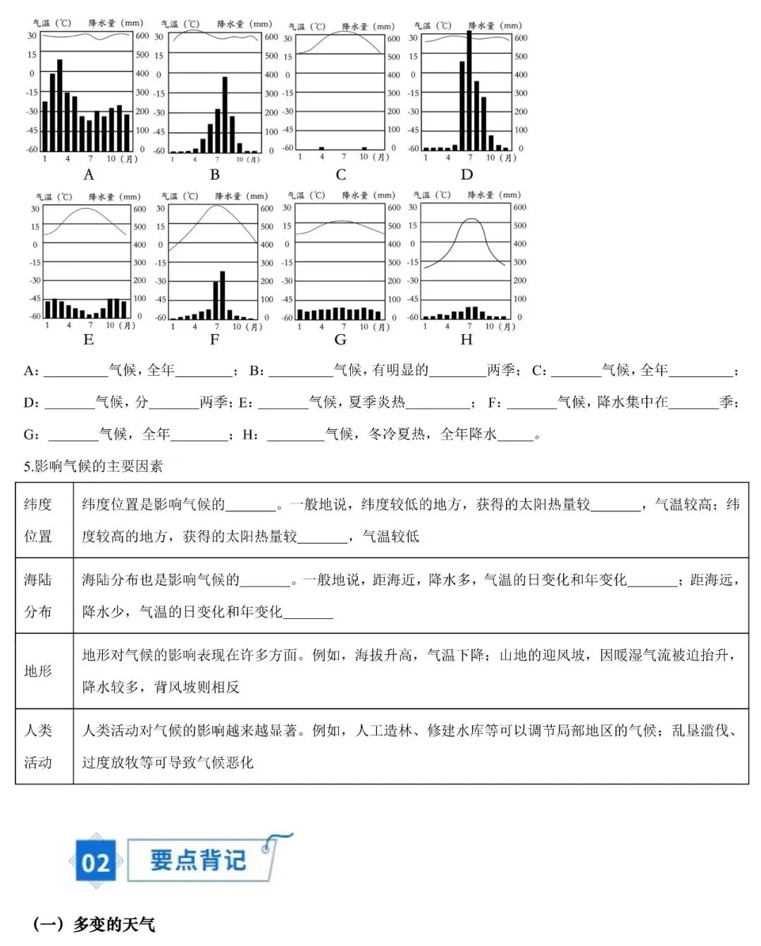 2026年中考地理填图速记:天气与气候(可下载) 第7张
